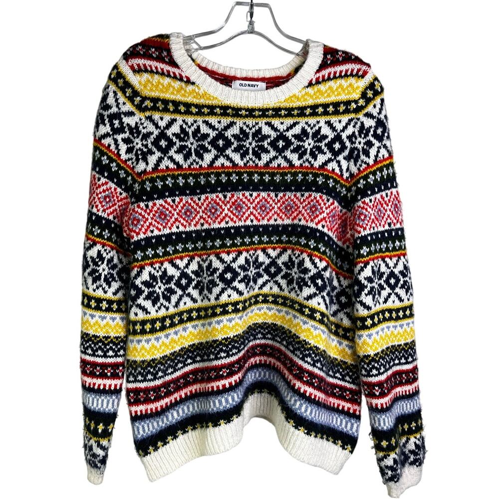 Old Navy Sweater Womens S Multicolor Nordic Ski Pullover Cottage Core Granny